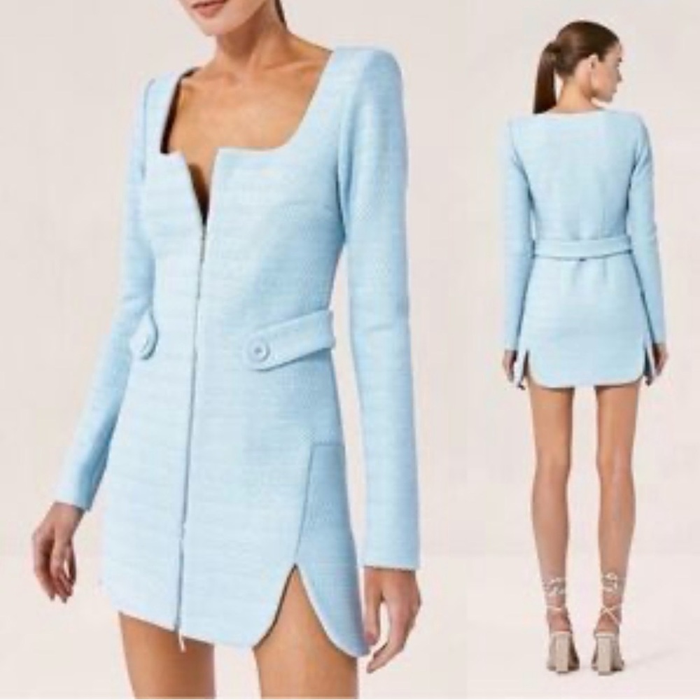 Alexis Light Blue Tweed Mini Dress